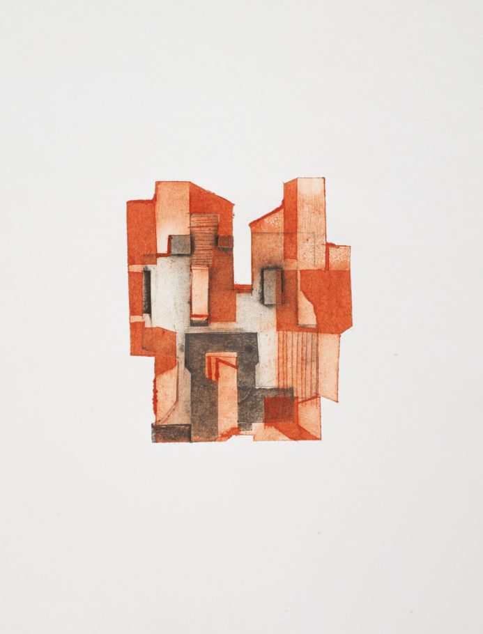 ABSTRACT FORMS . IMAGE SIZE 12X10CM COLLAGRAPH . VARIED EDITION 12 . £195 U/F