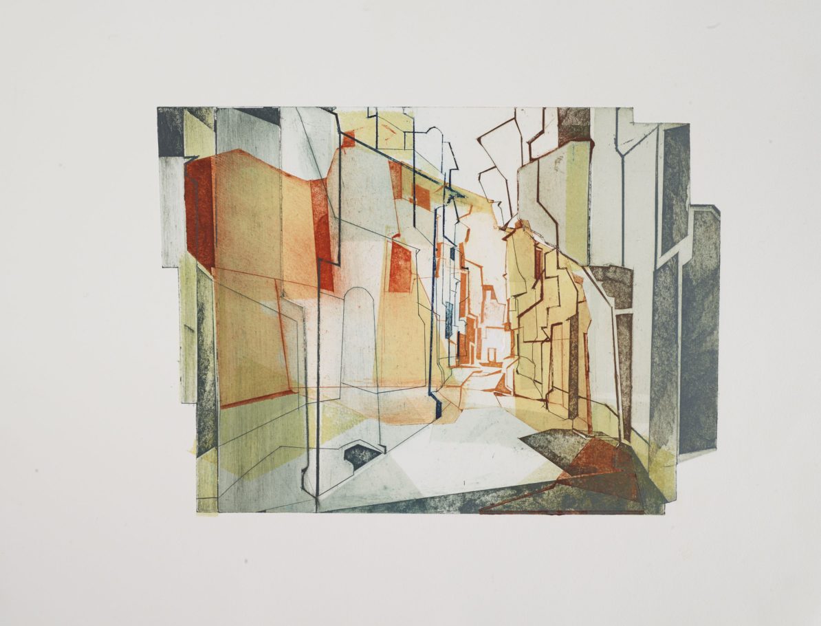 WAY THROUGH . IMAGE SIZE 27X37CM . COLLAGRAPH . SERIES 2 .  SOLD OUT