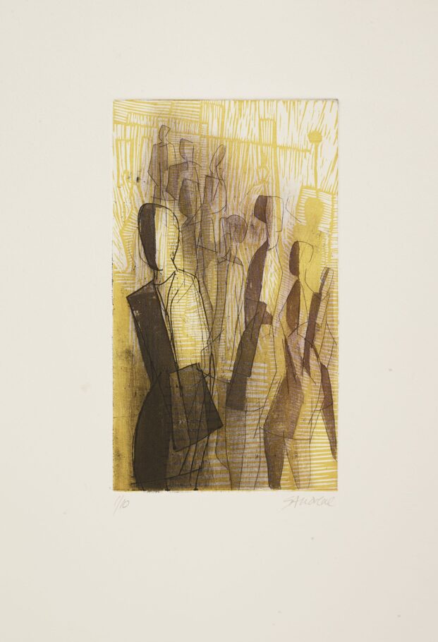 RUSH HOUR . IMAGE SIZE 22X12.5CM ETCHING + LINO . EDITION 10 . £300 U/F