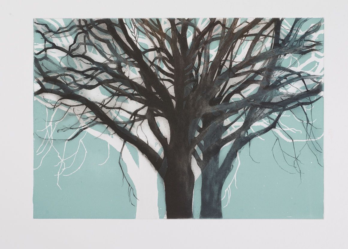 TREE FORMS BLUE 1 . IMAGE SIZE 29.5X42CM ETCHING . EDITION 15 . £525 U/F