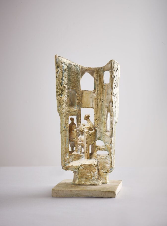 MOTHER AND CHILD . 42X20X20CM TREATED PLASTER . EDITION 7.  £1,400. BRONZE £4,750