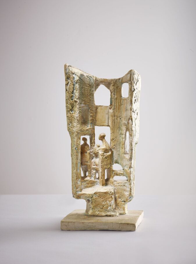 MOTHER AND CHILD . 42X20X20CM TREATED PLASTER . EDITION 7.  £1,800 . BRONZE £5,200