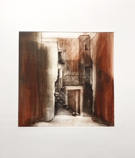 WAY UP.  DRYPOINT AND MONOTYPE 23 X 23 CM .  UNIQUE .  £500